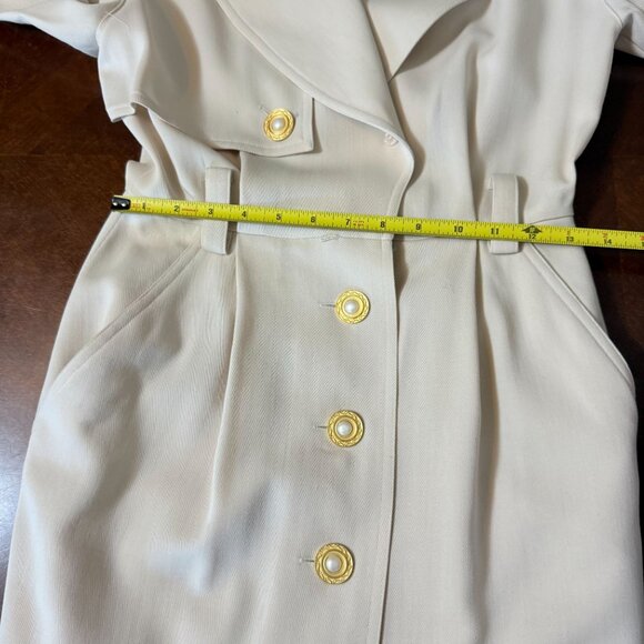 Vintage Dana Buchman Pearl Button coat Size 4 pure Wool Blend Belted read - Picture 16 of 16